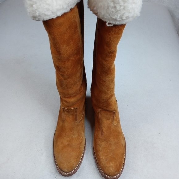 ACME Sherpa cuff and lined Boots 5.5 M Womens Sued - Picture 1 of 9